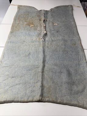 Antique Felt Wool Children’s Sleep Sack Historical Artifact Appliqué Dogs Gray